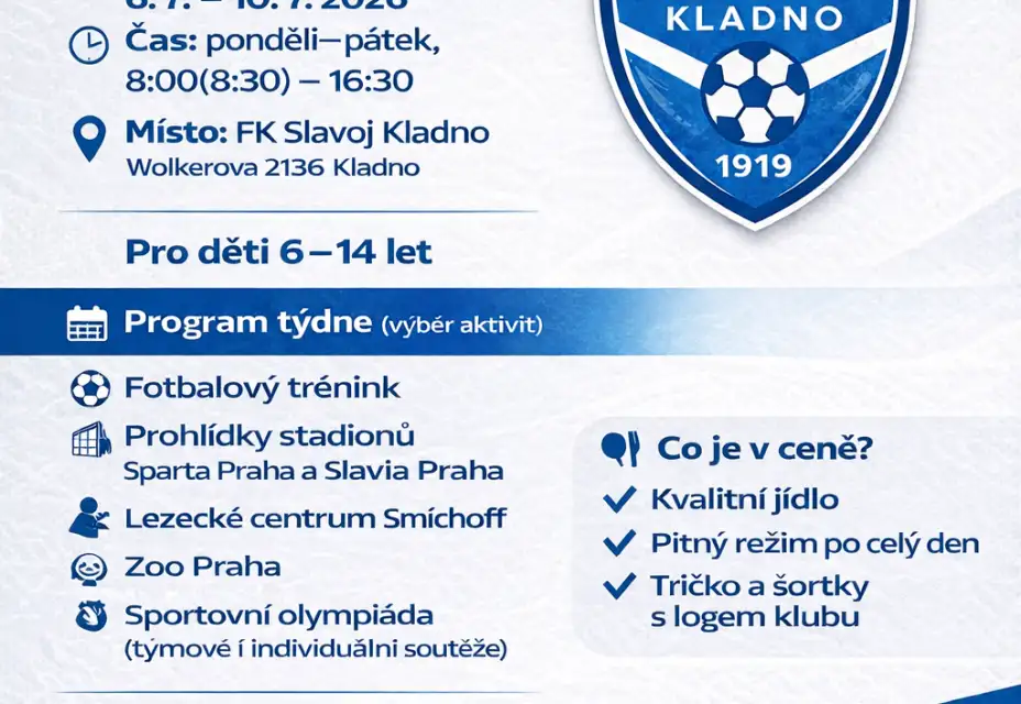 Příměstký kemp FK Slavoj Kladno 2026